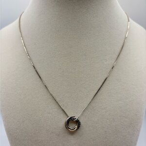 Interlocking Circle Pendant Necklace - Silver & Gold
